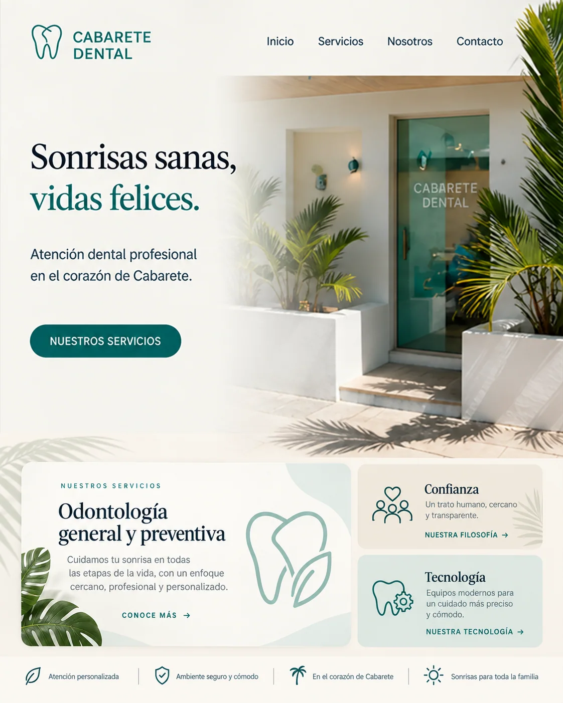 Vista del sitio web de Cabarete Dental, proyecto en desarrollo